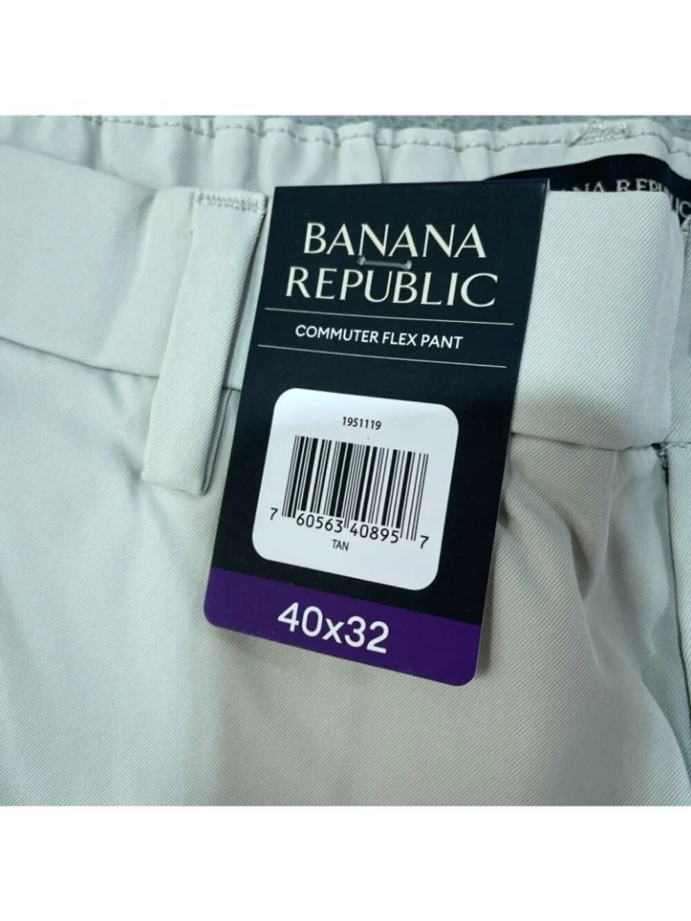 NWT Banana Republic Men's 40x32 Commuter Flex Pants Tan Flat Front